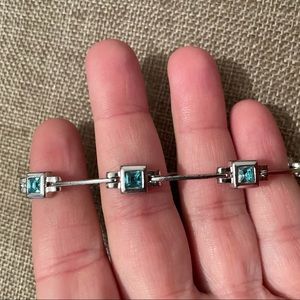 Sterling Silver bracelet with aqua gem stone